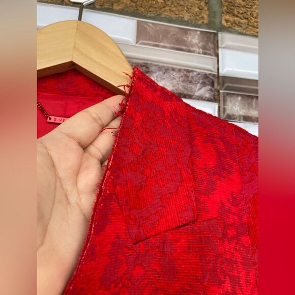 Givenchy Red Jacquard Double Breast Blazer Size 6" - Picture 7 of 17